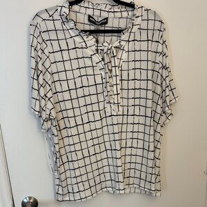 Karl Lagerfeld Grid Pattern Blouse in Black and White